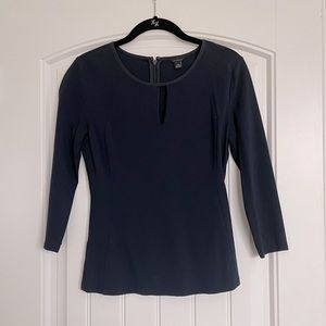 Ann Taylor Keyhole Navy Blue Top
